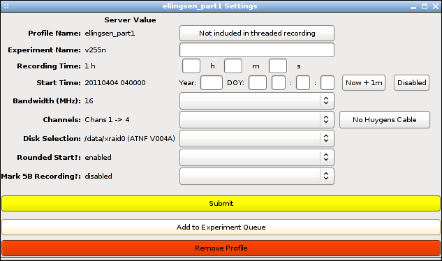 A recorder profile settings window A recorder profile settings window