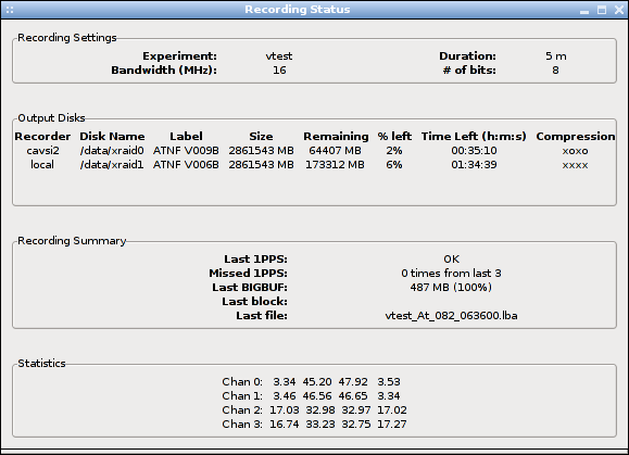 The recording status window showing more than one destination disk The recording status window showing more than one destination disk