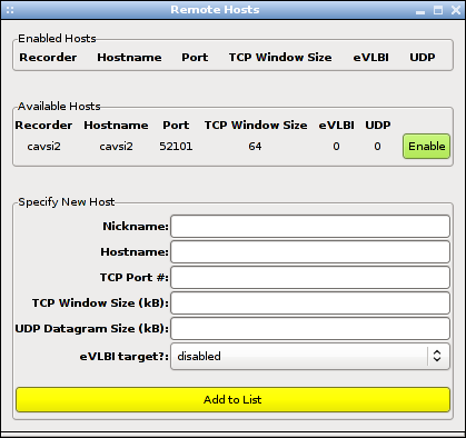 The remote host configuration window The remote host configuration window